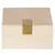 Caixa Quadrada Decorativa em MDF com Couro Sintético na Cor Areia e Detalhe Dourado – 16x8x15cm na internet