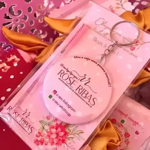 Espelho Chaveiro com Cartão + Escovinha