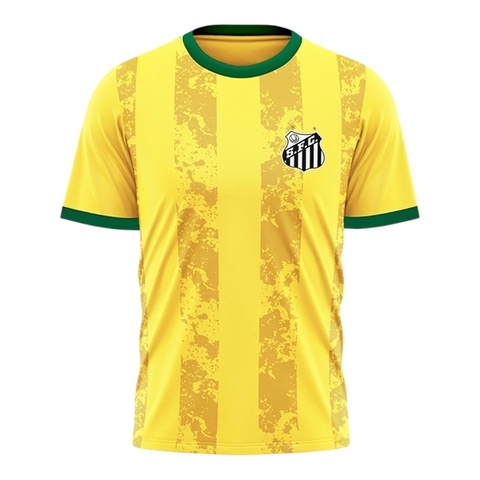 Camisa Retrô Santos Brasil Copa 2022 - Masculina - Amarela com detalhes em verde