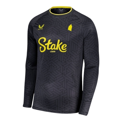 Camisa Everton III 24/25 manga longa - Torcedor Castore Masculina - Cinza com detalhes em amarelo