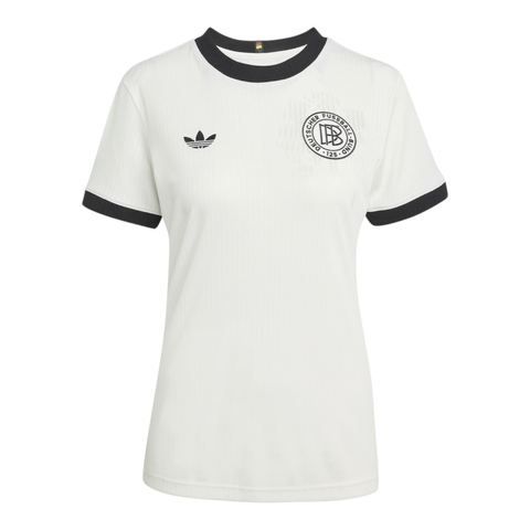 Camisa Seleção Alemanha Edição Aniversário 125 anos I 25/26 - Torcedor Adidas Feminina - Branca com detalhes em preto