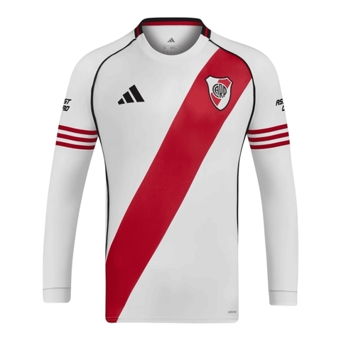 Camisa River Plate I 25/26 manga longa - Torcedor Adidas Masculina - Branca e vermelha