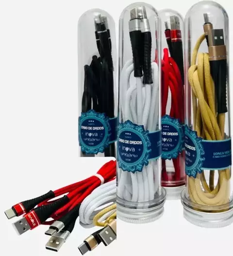 Cable USB TIPO-C en TUBO datos carga rápida 3.1A 1 METRO súper reforzado inova CBO-5867