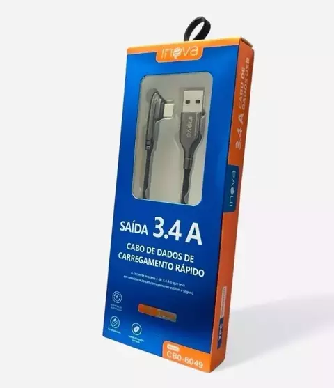 Cable mallado tipo C vuelta 90 grados 3.4A carga súper rápida INOVA CB0-6049