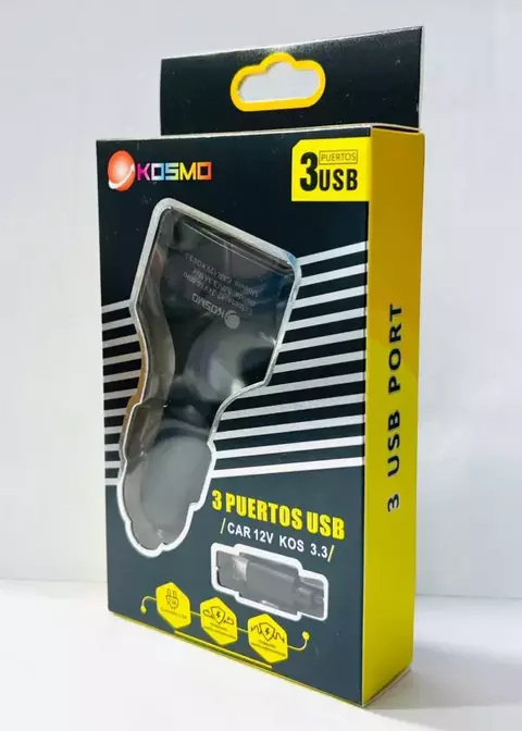 Cargador auto 12V 3.3A V8 KOSMO