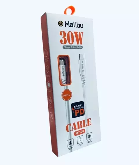 Cable tipo C-C Datos + Carga rápida 30W MALIBU MT20 1MT