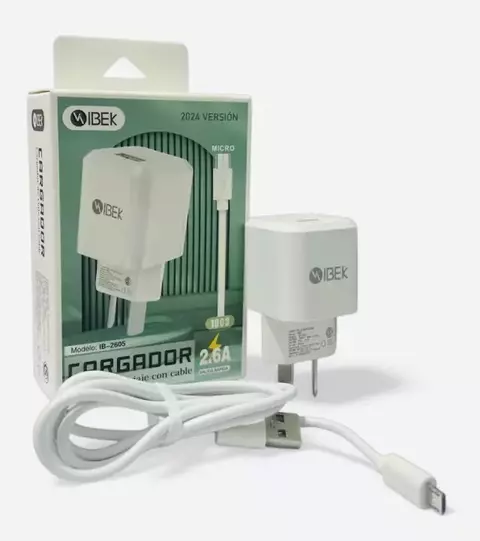 Cargador IBEK 2.6A V8(micro usb) con cable desmontable