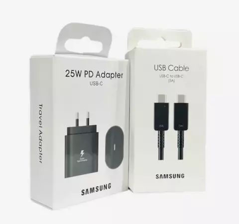 Cargador Samsung 25W con cable USB-C a USB-C premium