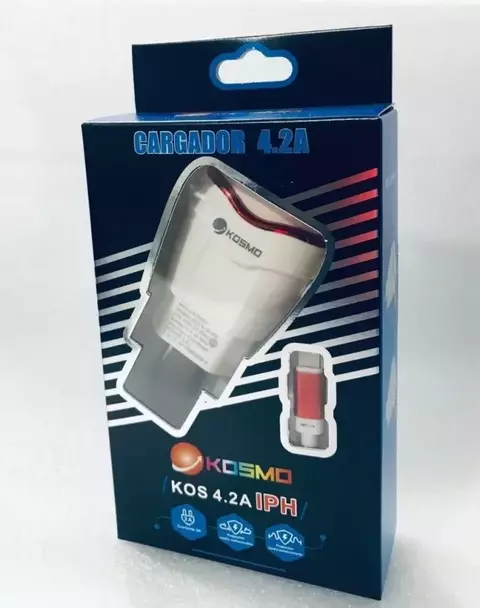 Cargador kosmo 4.2A iphone CON 2 ENTRADAS USB