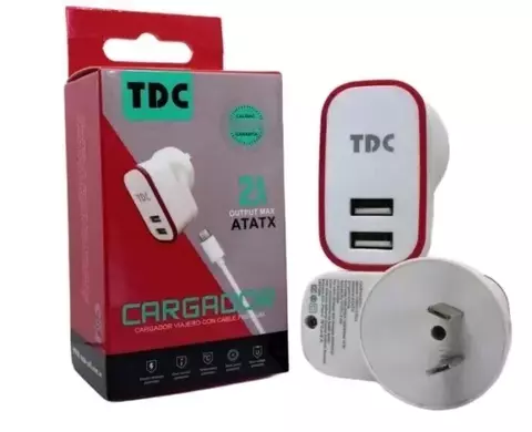 dor TDC 2A V, 2 entrada usb y cable desmontable