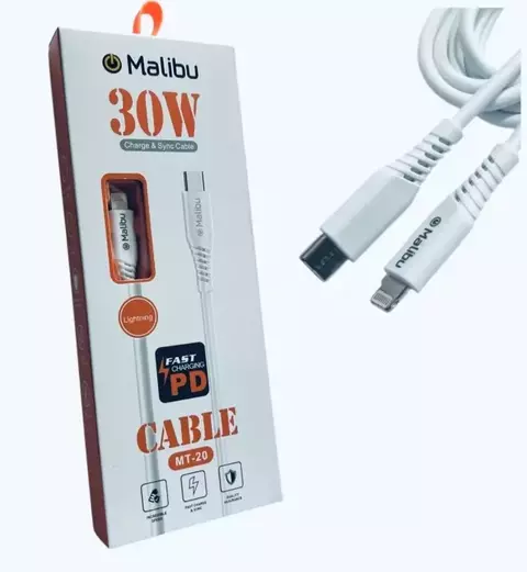 Cable tipo C-Lightning iPhone Datos + Carga rápida 30W MALIBU MT20 1MT