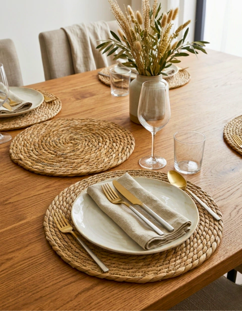 Kit 2 Jogo Americano Redondo Fibras Natural Decorativo Mesa