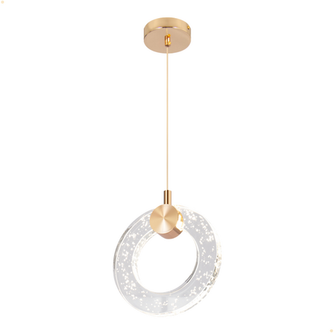 Pendente Arco Anel Bolha Cristal Luminária LED Dourada – Nitrolux - comprar online