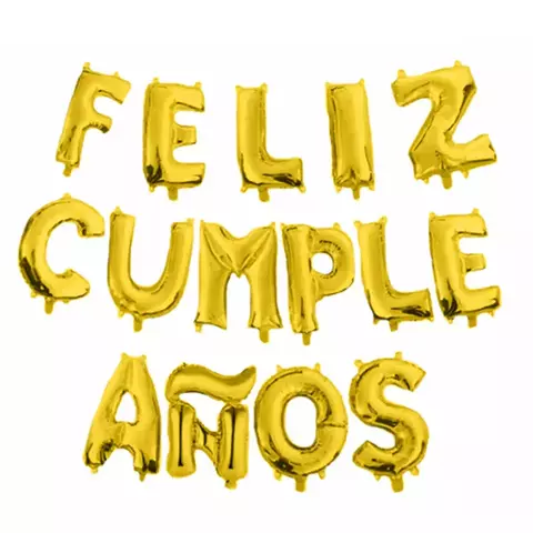 Set Globos metalizados Feliz cumpleaños 16" Dorado 15 piezas - comprar en línea