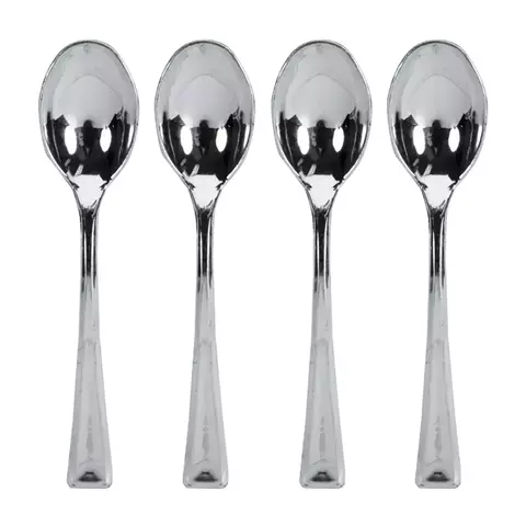 Mini cucharas plateadas metalizadas 24 unidades