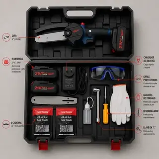 Motosierra Inalámbrica Metalkraff 21V - 2 Baterías 2 Cadenas - comprar online