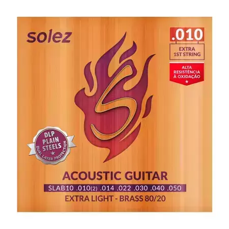 Encordoamento Violão Aço Solez Brass 010 - SLAB10