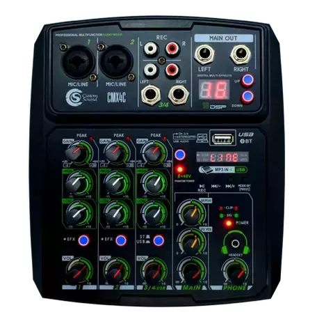 Mesa de Som Custom Sound 4 Canais USB Bluetooth - CMX 4C