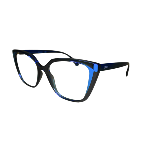 Armação de Óculos Grazi Massafera - Luxottica | Azul Translúcido com Azul Petróleo