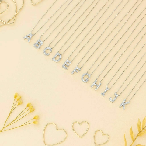 Corrente de Prata 925 Veneziana V12 com Pingente de Letra Cravejado