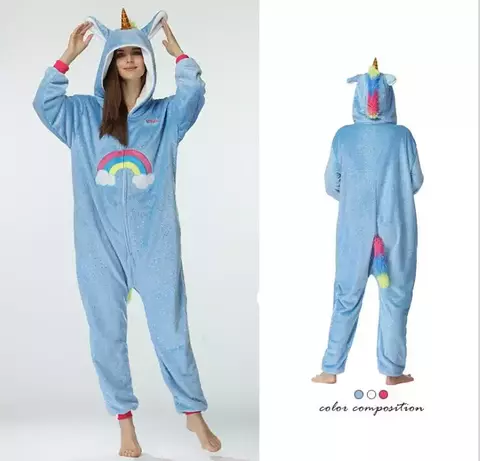 Fantasia adulto de unicórnio hksng kigurumi, roupa de dormir, para festa na hal