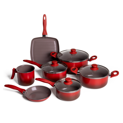 Jogo Panela Brinox Ceramica Antiaderente 7 Peças Vermelho