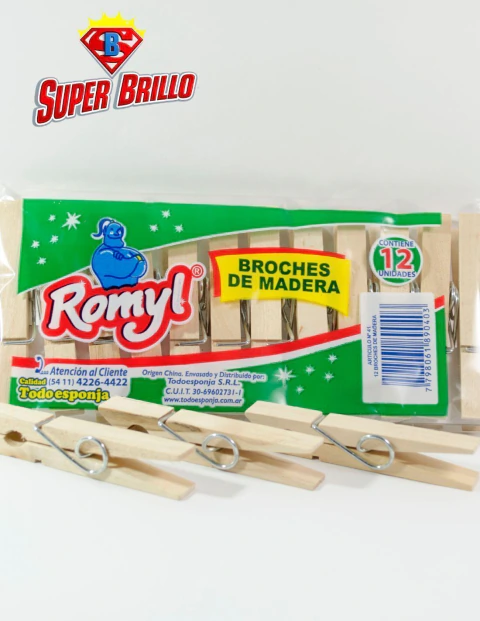 Broches de madera x 12un Romyl
