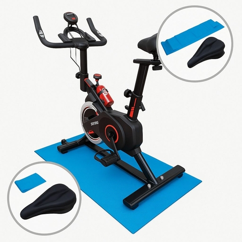Bike Ergometrica +Capa Banco Gel Fita de Elástico Fitness