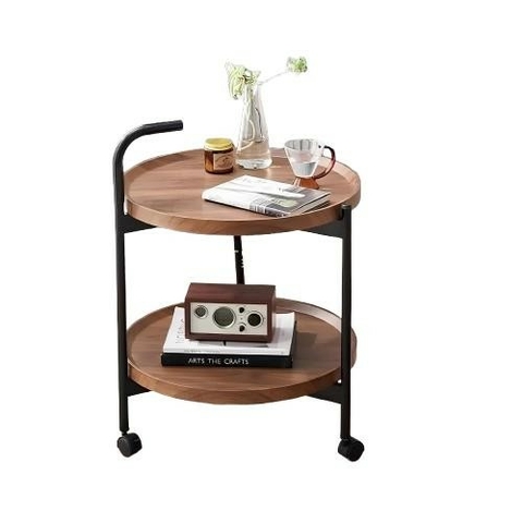 Mesa Café Alta Lateral 2 Camadas para Quarto Sala Rodinhas