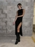 Vestido glitter largo frunce
