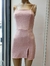 Vestido crepe glitter recorte