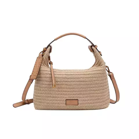 Bolsa Baguete Tramado Bege Duas Alças