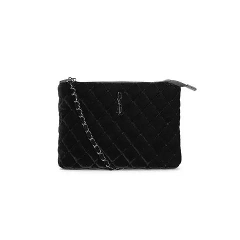 Bolsa Clutch Veludo Preto Alça Transversal - comprar online