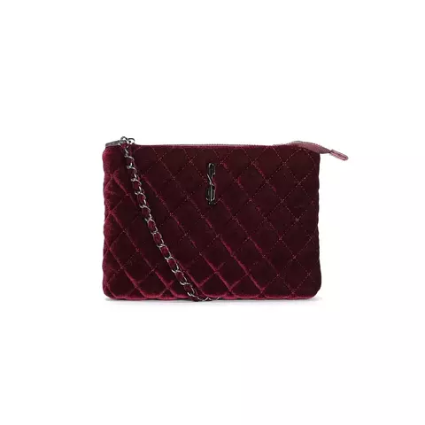 Bolsa Clutch Veludo Vinho Alça Transversal - comprar online