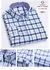 Camisa algodão oxford para homens manga longa xadrez listrado