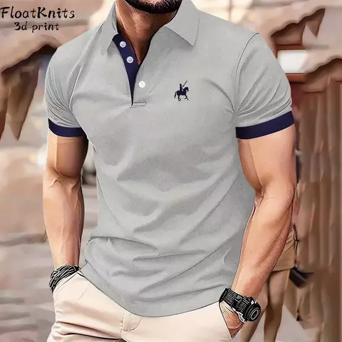 Camisa polo masculina manga curta camiseta lapela