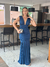 Vestido Longo Ray Azul Marinho Tecido Fluity