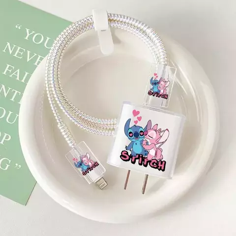 1 conjunto de protetor de carregador rápido Stitch 18W/20W - cabo durável e ca