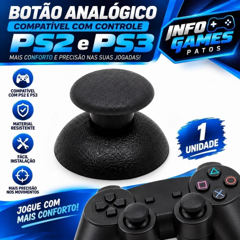 Botão analógico compatível com controle de PS2 é PS3