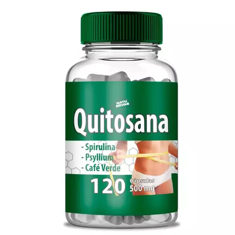 NATU - Quitosana Spirulina, Psyllium e Café Verde 120 cápsulas (cada) 500mg