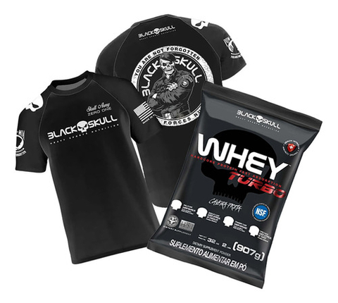 Kit Black Skull Bope Whey Proteina Chocolate Original Camisa
