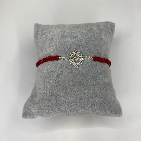 Pulsera Roja Cristales Nudo de Bruja Grande