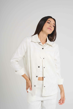 ART 2760 CAMISA DE GABARDINA ELASTICA CON PINCELADAS FOIL CRUDO - rockandstories