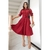 Vestido mídi saia Plissada crepe de malha com elasticidade gola polo com botões funcionais, manga curta cinto - comprar online