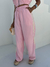 Conjunto viscocrepe jaqueta curta cargo manguinha zíper e calça pantalona elástico faixa lateral rosa claro - Lavinny Store