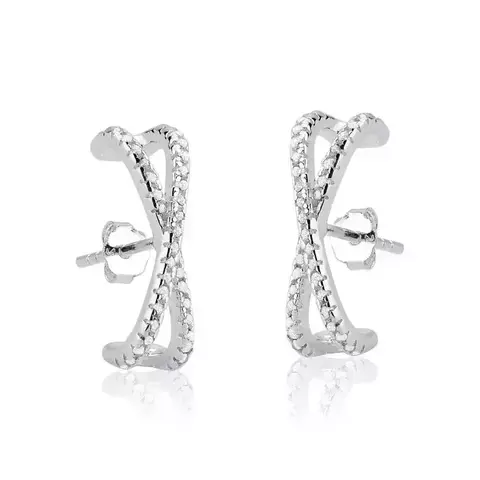 Brinco Ear Hook em Formato X Cravejado