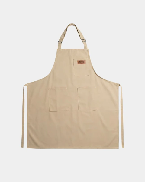 Delantal De Cocina Tipo Tusor 3 Bolsillos Super Comodos Color Arena Liso