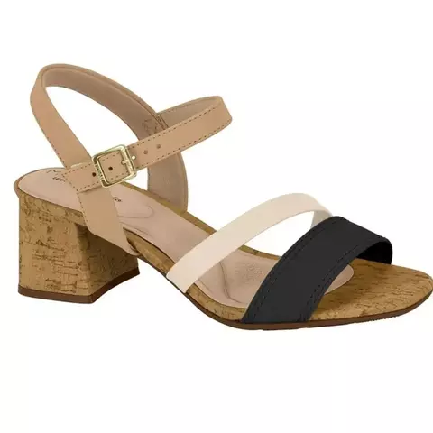 Modare • Sandália Salto Bloco Médio Napa Floather Nature Cortiça New Plus