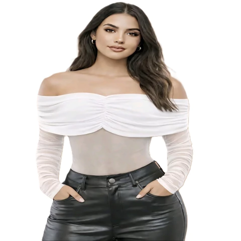 Body feminino de manga comprida com ombros à mostra Franzindo - comprar online