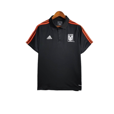 Camisa Tigres do México24/25 polo - Torcedor Adidas Masculina - Preta com listras em laranja
